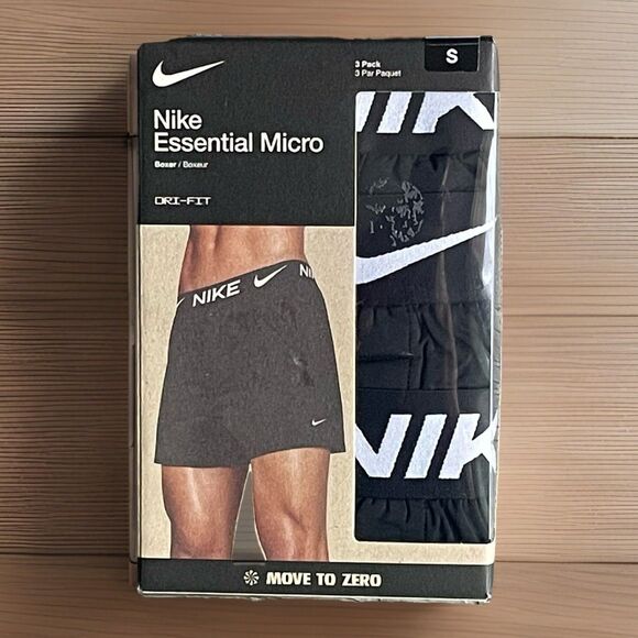 Nike Dri-FIT Essential Micro Boxer Men’s Size Small Black 3 Pack - Picture 1 of 11